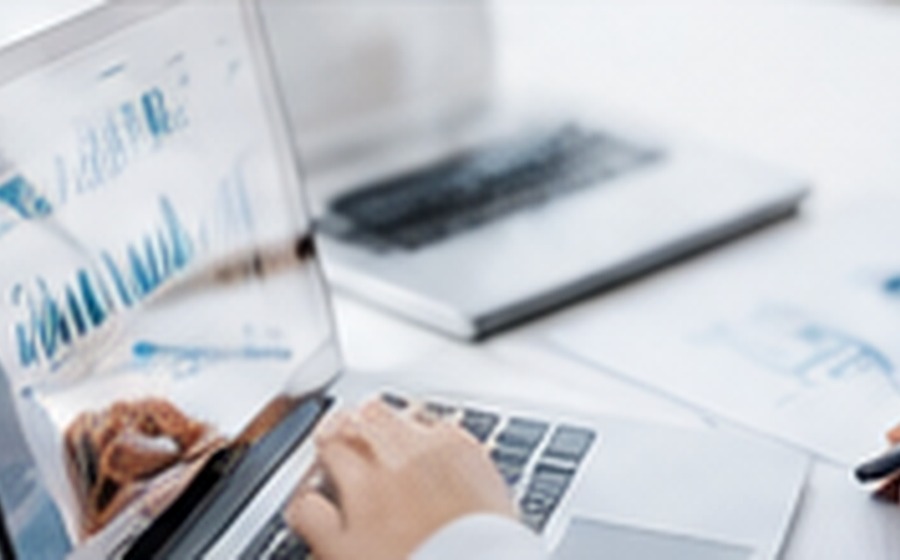 Portàtil amb gràfics financers i documentació comptable